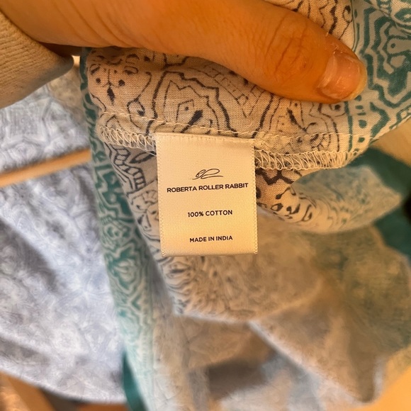 Roberta Roller Rabbit 100% Cotton Geometric Blue Maxi Dress - Picture 2 of 7